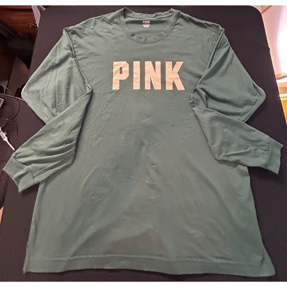 NWOT Victorias Secret PINK XXL Campus Tee Long Sleeve Bold Chest Logo Shirt 2X
